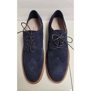 Banana Republic Mens 11.5 WALLER Blue Suede Leather Dress Oxfords Shoes Classic